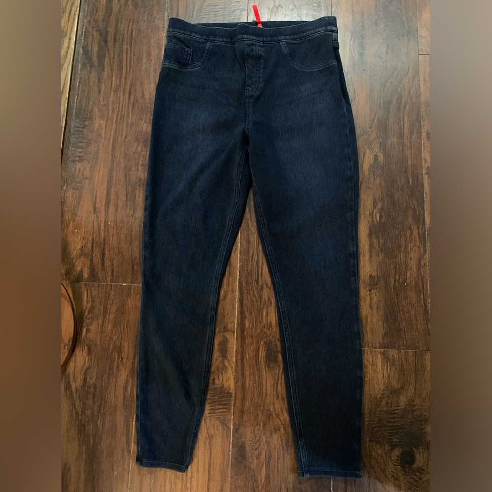SPANX Jean ish Ankle Leggings Denim Stretch
Pull On Back Pockets Size Large